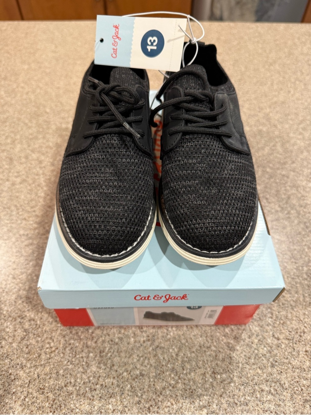 Cat & Jack Toddler Elijah Knit Shoes, Black, Size 13T, NEW!